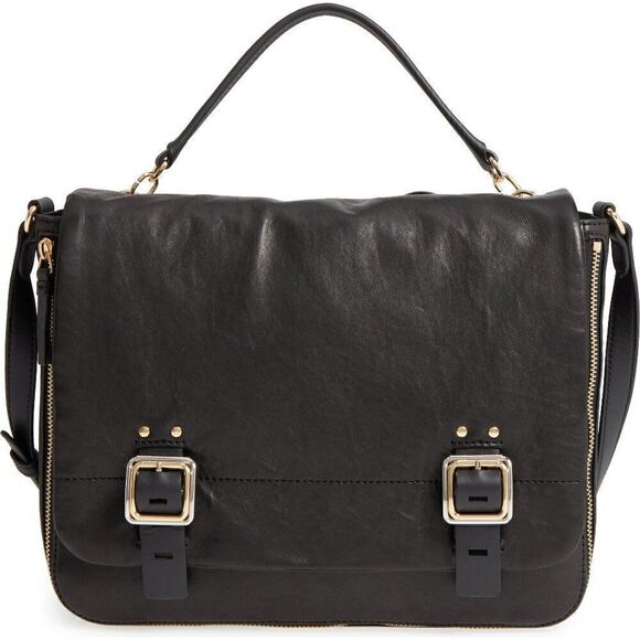 Vince Camuto Delos Genuine Leather Messenger Crossbody Bag Black - Picture 3 of 13